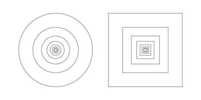 Set of golden ratio template. Circles and squares. Method golden section. Fibonacci array, numbers. Collection of harmony proportions shapes. Outline vector graphic illustration. Eps.