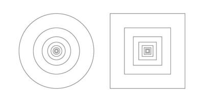 Set of golden ratio template. Circles and squares. Method golden section. Fibonacci array, numbers. Collection of harmony proportions shapes. Outline vector graphic illustration. Eps.