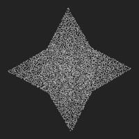 Vintage star with four rays of white dots on a dark background. Vector noisy element in grunge style, textured geometric figure in stipplism style