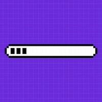 Pixel scale on a bright purple background. Loading bar, 8-bit retro game style illustration, controller, loading process. vector