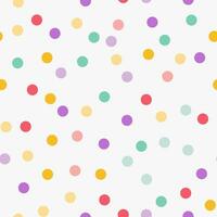 Simple minimalistic seamless pattern, colorful playful hand drawn cute dots on a white background. Sugar sprinkles on a donut, confetti, cupcake. vector