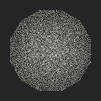 Retro style vector element, white dodecagon on a dark background with noisy sand grunge texture. Drawing in the style of halftone, stipplism