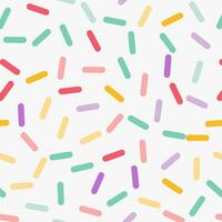 Simple minimalistic seamless pattern, colorful hand drawn cute lines on a white background. Sugar sprinkles on donut, confetti. vector