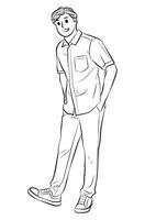 man casual full body pose cartoon illustration vector