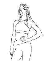 girl sportswear pose character cartoon illustration vector