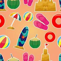 Seamless Beach Colorful Pattern for Background vector