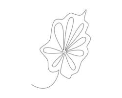 continuous line drawing of a tropical leaf. Vector illustration on white background.
