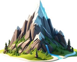 ai généré une dessin animé Montagne avec des arbres et herbe png