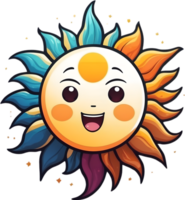 AI generated cartoon sun with a smile on its face png