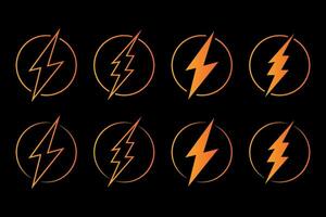 Electricity icon, electric power, energy, bolt circle symbol. vector