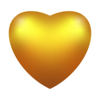 3d gyllene hjärta design för dekoration png