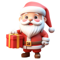 AI generated Santa Claus with a red hat bringing cute gifts, 3d design. Suitable for Christmas and design elements png