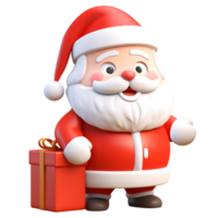 AI generated Santa Claus with a red hat bringing cute gifts, 3d design. Suitable for Christmas and design elements png