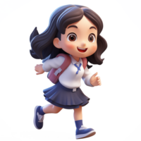 AI generated Little girls go to school happily, cute 3d design. Suitable for element design and education png