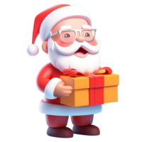 AI generated Santa Claus with a red hat bringing cute gifts, 3d design. Suitable for Christmas and design elements png