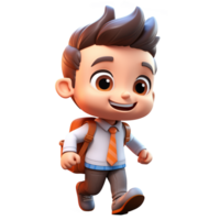 AI generated Boys go to school happily, cute 3d design. Suitable educational and design elements png