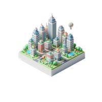 cute small city, 3d game isometric, detailed. PNG Free