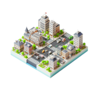 schattig klein stad, 3d spel isometrisch, gedetailleerd. PNG vrij