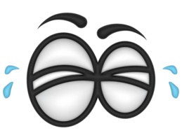 3d Cartoon Eyes Crying on a transparent background png