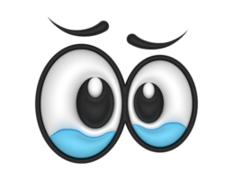 3d Cute Cartoon Eyes Crying on a transparent background png