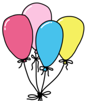 des ballons pour fête décoration fête, main tiré style, griffonnage. png