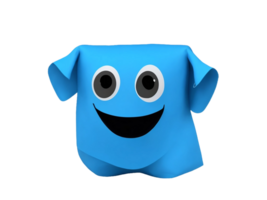 AI generated An anthropomorphic character with the form of a bright blue shopping bag Ai generated png