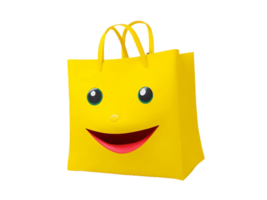 AI generated An anthropomorphic character with the form of a bright blue shopping bag Ai generated png