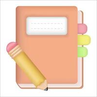 Notebook with pencil icon for Education and online class concept. School vector element.