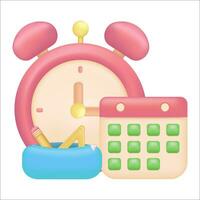 Alarm clock, pencil stand and calendar icon for Education and online class concept. School vector element.