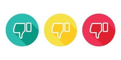 Thumbs down vector icon in green, yellow and red color. Unlike symbol.