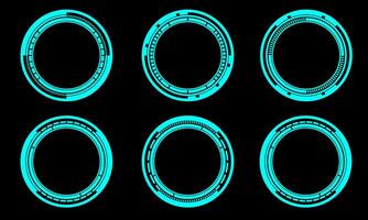 Set of sci fi blue circle user interface elements technology futuristic design modern creative on black background vector