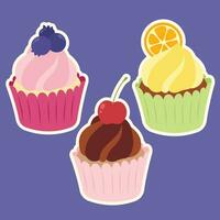 Cute Cupcake designs decoration fruit vector