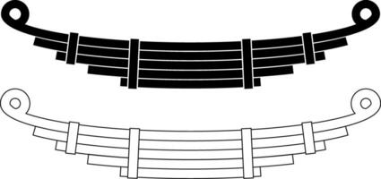 outline silhouette vehicle leaf spring icon set vector