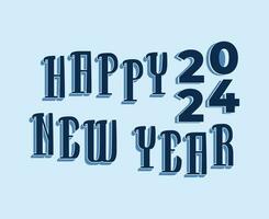 Happy New Year 2024 Abstract Blue Graphic Design Vector Logo Symbol Illustration With Cyan Background