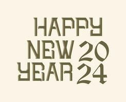 Happy New Year 2024 Abstract Brown Graphic Design Vector Logo Symbol Illustration