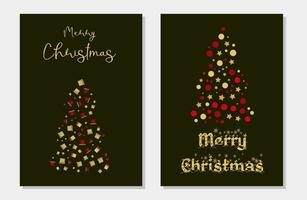 Holiday postcard with New Years Christmas tree. vector