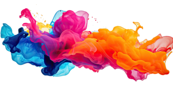 AI generated Colorful violet, orange, and blue marble splash ink expulsion create an transparent  background png