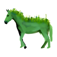 AI generated Green color drawing horse on transparent background png