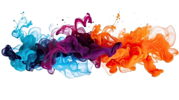 AI generated Colorful different aqua ink flowing in abstract motion on a transparent background png