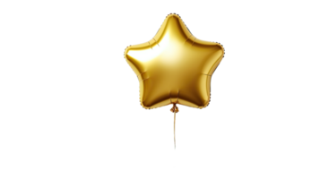 AI generated Golden helium balloon star isolated on transparent background png