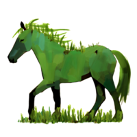 AI generated Green color drawing horse on transparent background png