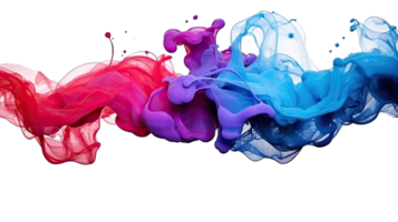 AI generated Colorful violet, orange, and blue marble splash ink expulsion create an transparent  background png