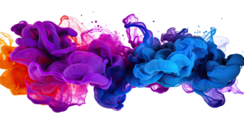 AI generated Colorful different aqua ink flowing in abstract motion on a transparent background png