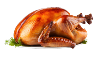 AI generated Yummy thanksgiving turkey on transparent background png