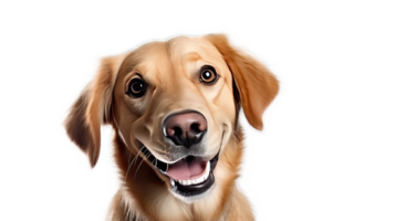 ai généré mignonne chien visage contre une transparent Contexte png