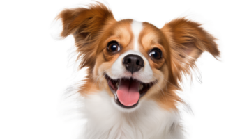 AI generated Papillon dog mixed with Chihuahua over transparent background. png