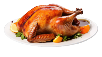 AI generated Thanksgiving turkey on transparent background png