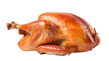 AI generated Yummy thanksgiving turkey on transparent background png