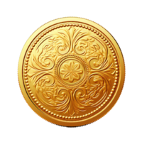 AI generated Antique gold coin isolated on transparent background png