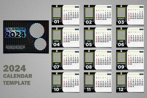 Vector Desk Calendar 2024 Template with Warp Distrorted Themes